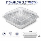 8  Shallow Aluminum Foil Cake Baking Pan With Dome Lids Disposable