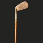 Vintage Hickory Shaft Golf Club Forged Mashie Iron 36    Leather Grip Antique