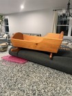 Vintage Handcrafted Wooden Rocking Doll Cradle