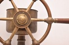 Atq 22    John Hastie   Co Brass Ships Helm Wheel W Pedestal Rudder Indicator-