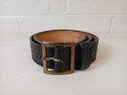 Vintage Mixson Leathercraft Police Duty Belt Black Basketweave Leather Brass 36