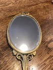 Vintage Brass Vanity Hand Held Beveled Mirror Mcm Ornate Handle