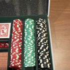 Poker Casino Chip Set W  Aluminum Case  Red blue green black Chips  Cards   Dice