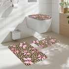 Pink Girly Leopard Cheetah Print 4pcs Bathroom Shower Curtain Set With Rugs