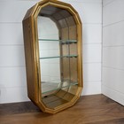 Vtg Wood Glass Mirror Octagonal Trinket Cabinet Wall Hanging Curio Shelf 80s 90s