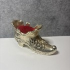 Vintage Victorian Style Metal Shoe Pin Cushion Rare Red