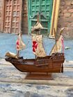 1890   s Antique Old Wooden Hand Carved Rare Santa Maria Tall Ship Model