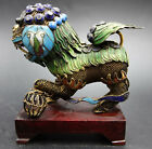Pair 19th Century Chinese Filigree Silver   Enamel Gilded Foo Dog Guard Lion