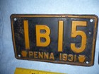 Odd  1931 Pair Of Pennsylvania License Plates