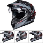 Ilm Off Road Motorcycle Dual Sport Helmet Full Face Sun Visor Large  Grey Red 
