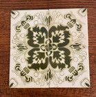 Vintage Ciasa Mexico Tile Set 4 Green Floral Medallion 1970s 80s Hecho En Mexico