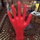 Vintage Red  Painted Industrial Porcelain Hand Glove Mold 14 75 Valentine   s Day