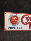 Porcelain Cyclone Fence Enamel Metal Sign Plate Size 24  X 8  Inches
