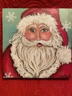 Santa Claus Canvas Original Painting Ooak Wall Art - Christmas Decor Gift Art