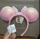 Genuine Hk Disney Parks 2026 Minnie Mouse Pink Ears Headband With Pearls Accents