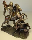 Large St George The Dragon Slayer Statue Bronze Finish