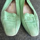 Chanel Cc Logo Vintage Leather Loafer Flats In Green Size 38 7 5 