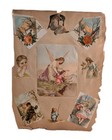 Antique Victorian Scrapbook Page Die Cuts Flowers Cherub Angel Children C1890