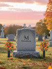 Vibrant Orange Mums Cemetery Flowers With Vases - 2 Pcs Outdoor Decor