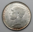 Belgium Silver 1 Franc 1914 Albert I French Text  Km 72