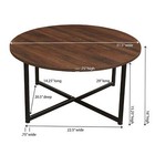 Jamestown Round Coffee Table Mid Century Walnut Wood Grain And Black Metal
