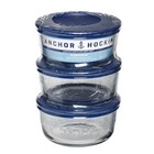 Anchor Hocking Glass Food Storage Containers With Lids  2 Cup Round  Set Of 3
