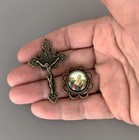 Bronze Rosary Center   Crucifix  Pater Our Father Bead Immaculate Heart Mary 8pc