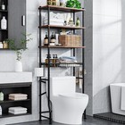 Over Toilet Storage Rack Bathroom Organizer W  3 Shelves   Basket Hooks New