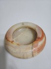 Vintage Onyx Stone Round Bowl Decorative Catchall Tray Natural Marble Cream Tan