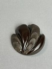 Bakelite Vintage Big Chocolate Brown Carved Leaf Button 