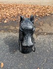 Cast Iron Horse Head Hitching Post Finial Antique Double Ring