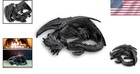 Intricate 12 Inch Metallic Black Dragon Figurine - Gothic Fantasy Home Accent