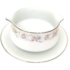 Royal Gallery Suzanne  3134 Gravy Sauce Boat   Attached Underplate Platinum Trim