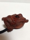 Authentic Japanese Netsuke Wood Carving Frog Toad Lucky Charm Antique Edo Style