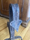 Antique Primitive Early Wrought Iron Snake Head Andiron  American Fireplace