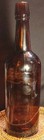 1860s Stoddard Amber 3 Pc Mold Crude Bar Back Whiskey Bottle Drippy Applied Lip