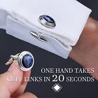 Cufflinks And Tuxedo Studs Set With Gift Box  Silver And Gold Blue-vein Stone