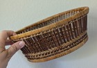 Woven Oval Basket Open Weave Wicker Rattan Storage Brown Two Tone