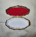 Vintage Cherub Trinket Box     Oval Cupid Pillbox     Gold Trim Collectible