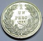 Chile 1927 Condor 1 Peso Silver Genuine Antique Un One Peso Antique Coin