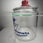 Tom s Toasted Peanuts Clear Glass Jar W lid Red Knob 1940s-1960s Store Display