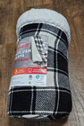 Sunbeam Microplush Sherpa Heated Throw Blanket Black Plaid 50x60    Brand New