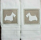 Akita Dog Embossed Bathroom 2 Hand Towels Embroidered