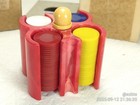 Bakelite Catalin Mini Poker Chips Caddy Red Swirl  7 8  Chips Original Box Mint