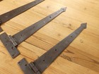 4 Large Strap T Hinges 15 1 2  Tee Hand Forged Barn Rustic Medieval Iron