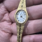 Working Vintage Waltham Quartz Watch 17mm Gold Tone Bracelet Ladies Fit 7in Runs