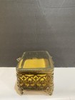 Vintage Matson Jewelry Trinket Box Ormolu Floral Gold Color Filigree Casket