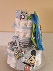 3  Tier Diaper Cake 6-9 Mo Boy Blue Set Include 10 Pieces  50 Diapers