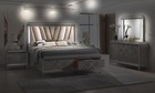 New Queen King Led 4pc Champagne Gold Modern Contemporary Bedroom Set Bed d m n