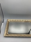 Vintage Gold Filigree 15    Rectangle Footed Dresser Mirror Vanity Tray